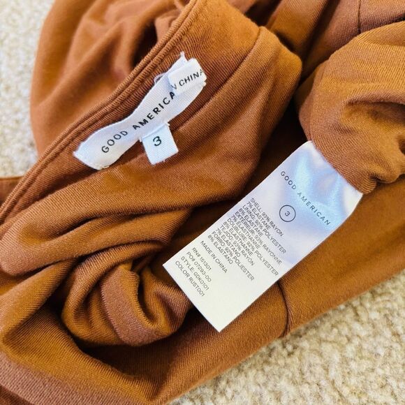 Good American 90s Tank Dress – Rust Brown Smooth Bodycon Midi, Size L - Picture 7 of 8